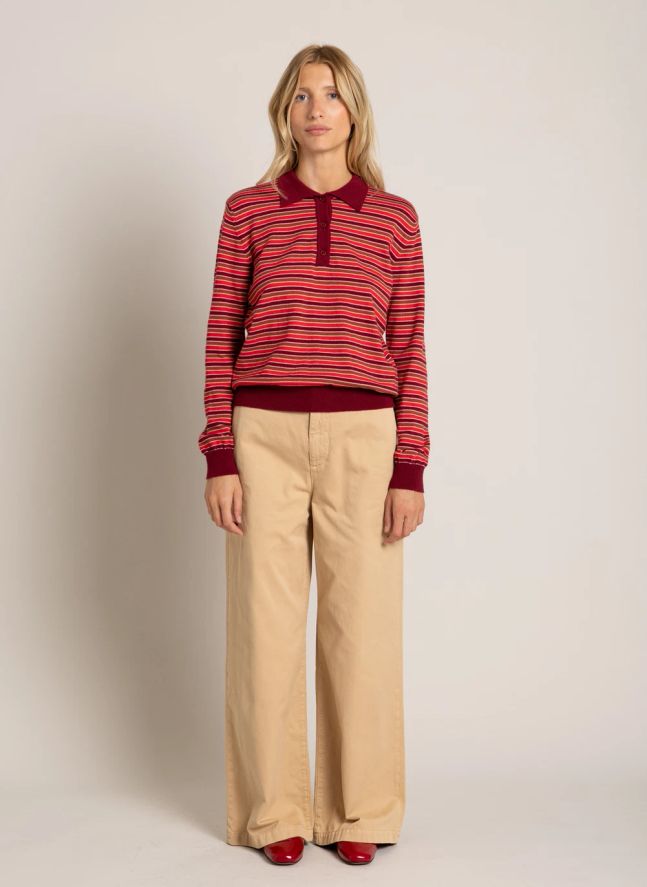 Polo Selina Rayé | Bordeaux