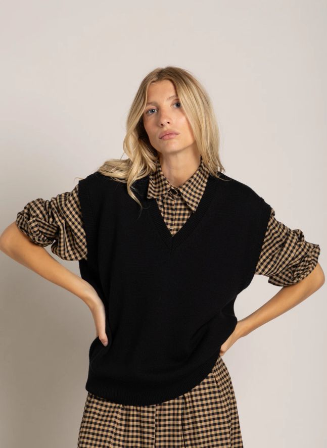 Pull Sans Manches Elina Laine Mérinos | Noir