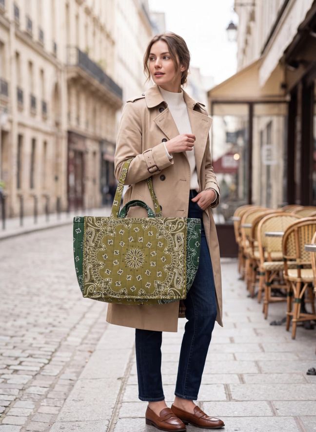 Maxi Cabas Trèfle Coton | Vert