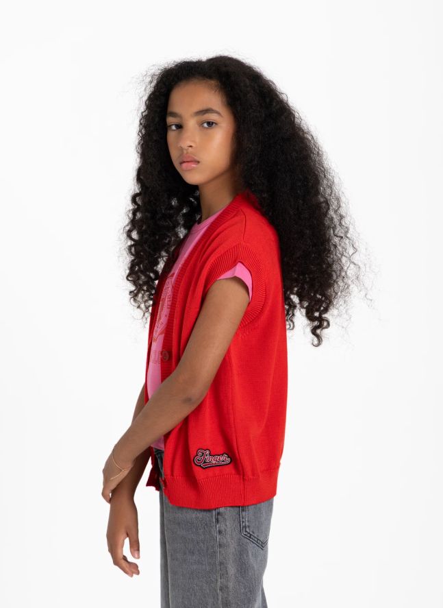 Gilet Sans Manches Lexie Coton Bio | Rouge
