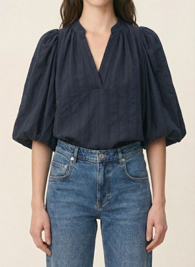 Blouse Bell Coton  | Bleu marine