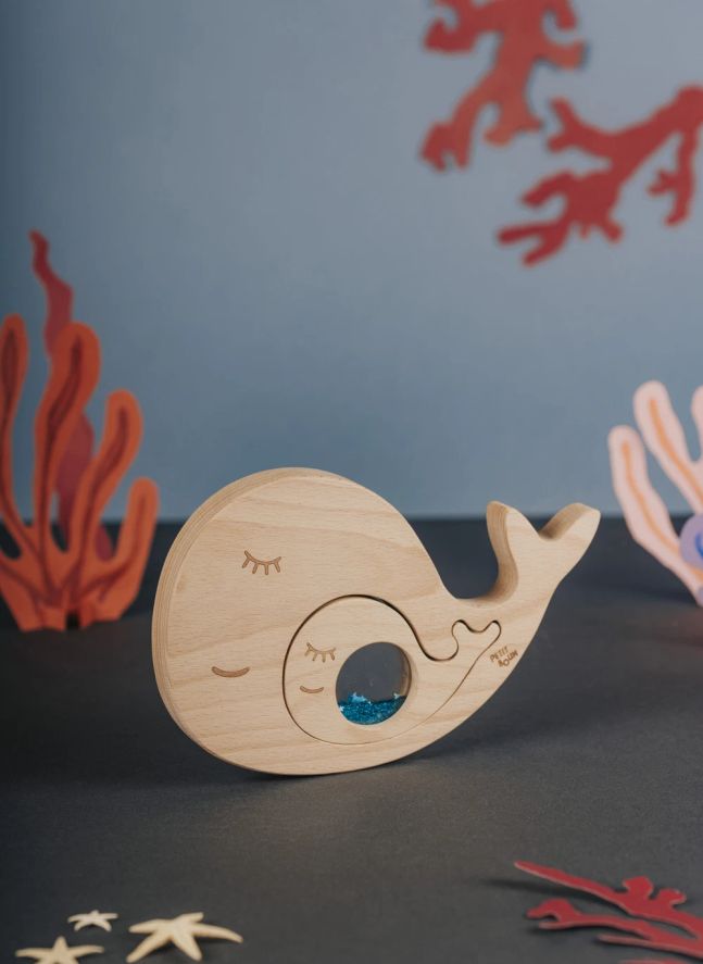 Puzzle sensoriel Baleine et son Bébé | Bleu