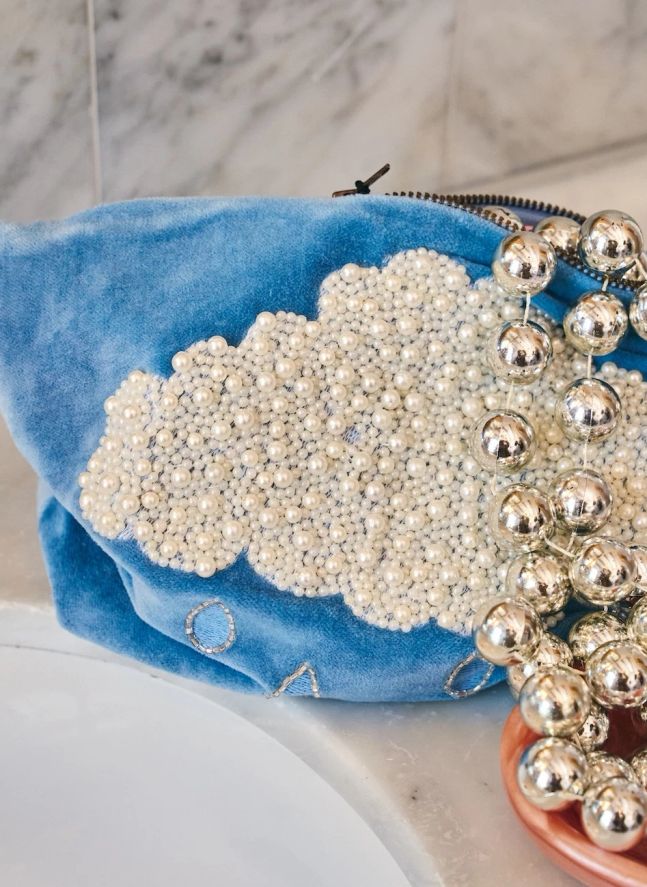 Trousse à maquillage à perles Weather | Bleu