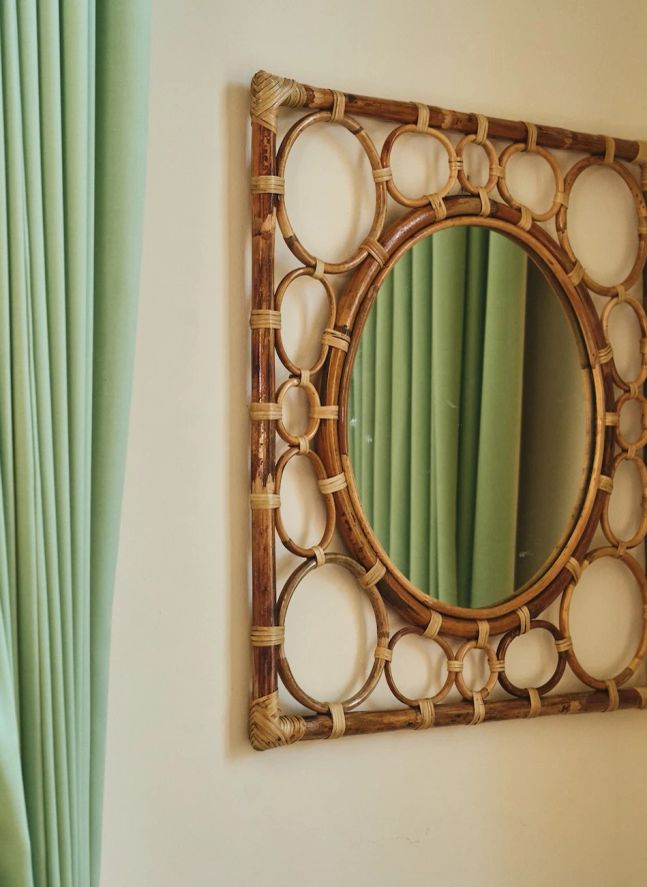 Miroir en bambou | Marron