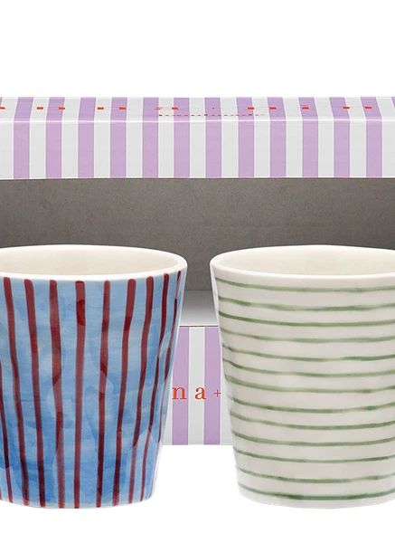 Striped Coffee Mugs - Set of 2
