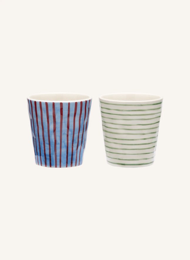Striped Coffee Mugs - Set of 2