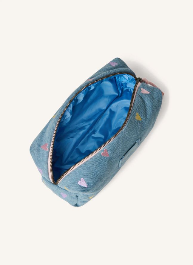 Trousse de toilette en denim Hearts