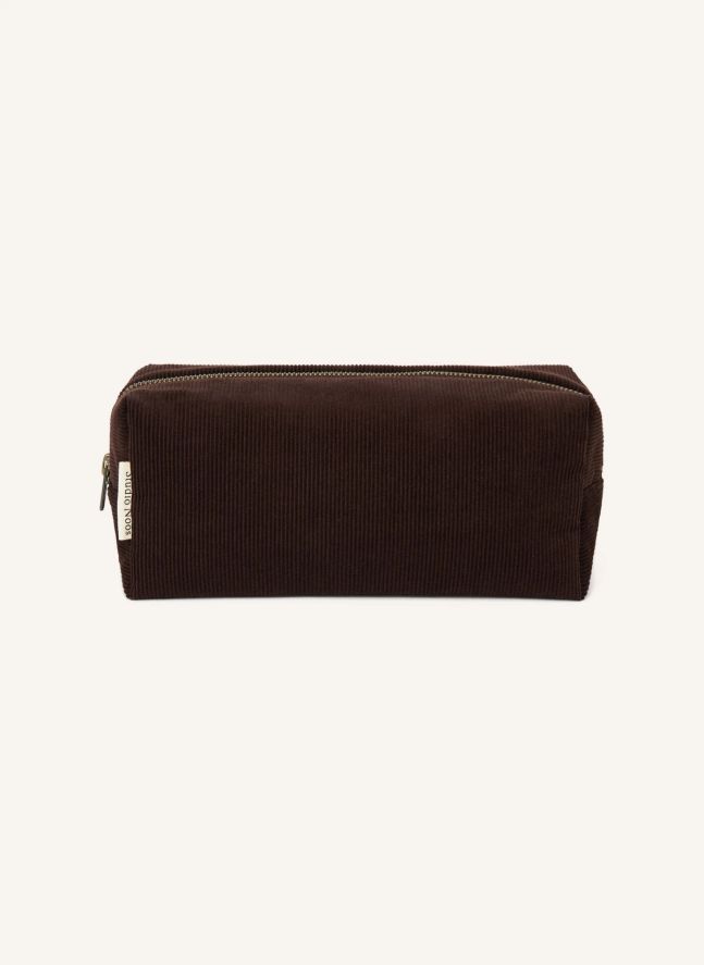 Trousse de toilette en velours côtelé | Marron foncé