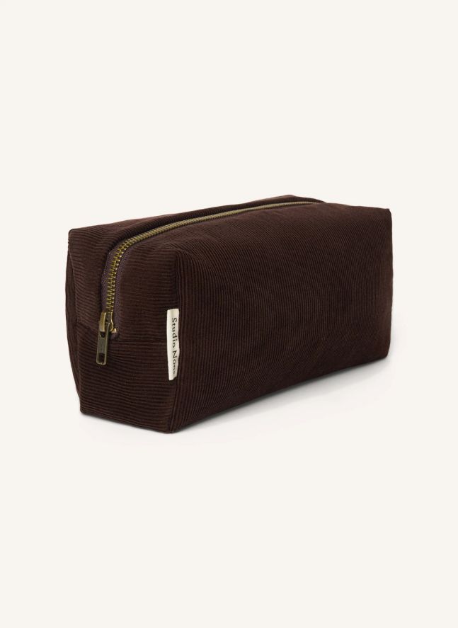 Trousse de toilette en velours côtelé | Marron foncé