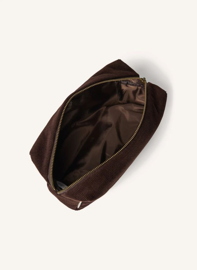 Trousse de toilette en velours côtelé | Marron foncé