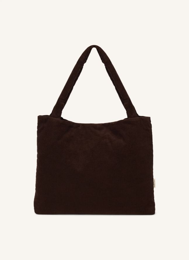 Sac mom-bag en velours côtelé | Marron foncé