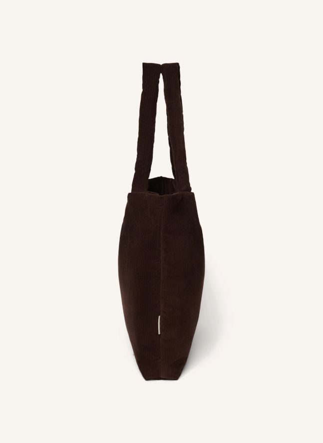 Sac mom-bag en velours côtelé | Marron foncé