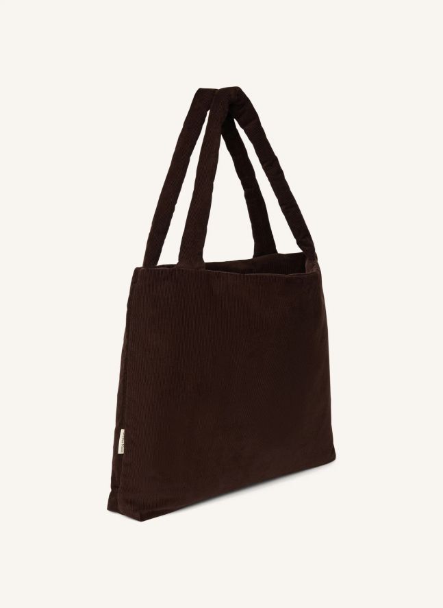 Sac mom-bag en velours côtelé | Marron foncé