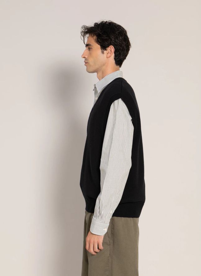 Pull Sans Manches Baxter Laine Mérinos | Noir