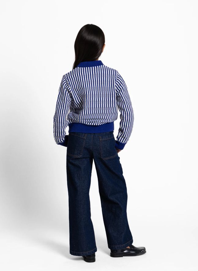 Pull Col Polo Zia Rayé | Bleu électrique