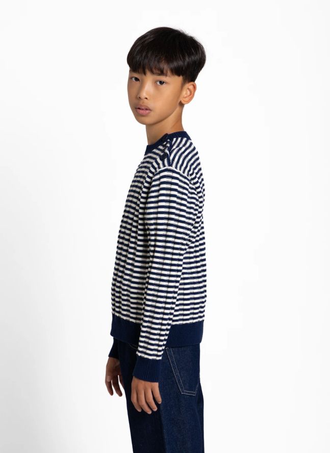 Pull Matteo Rayé | Bleu noir