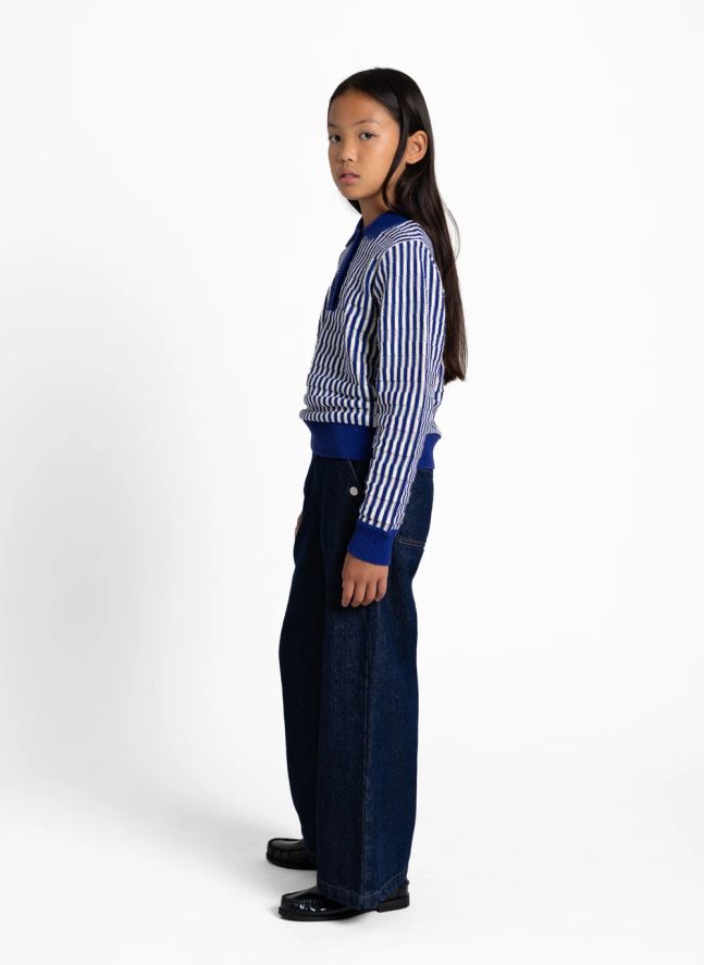 Pull Col Polo Zia Rayé | Bleu électrique