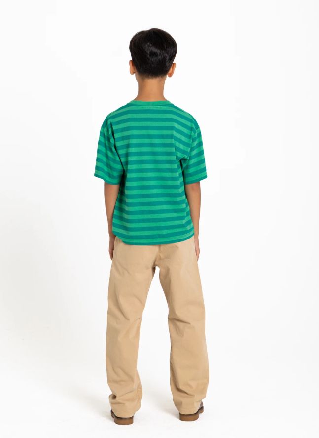 T-shirt Nils Rayé Coton Bio | Vert émeraude