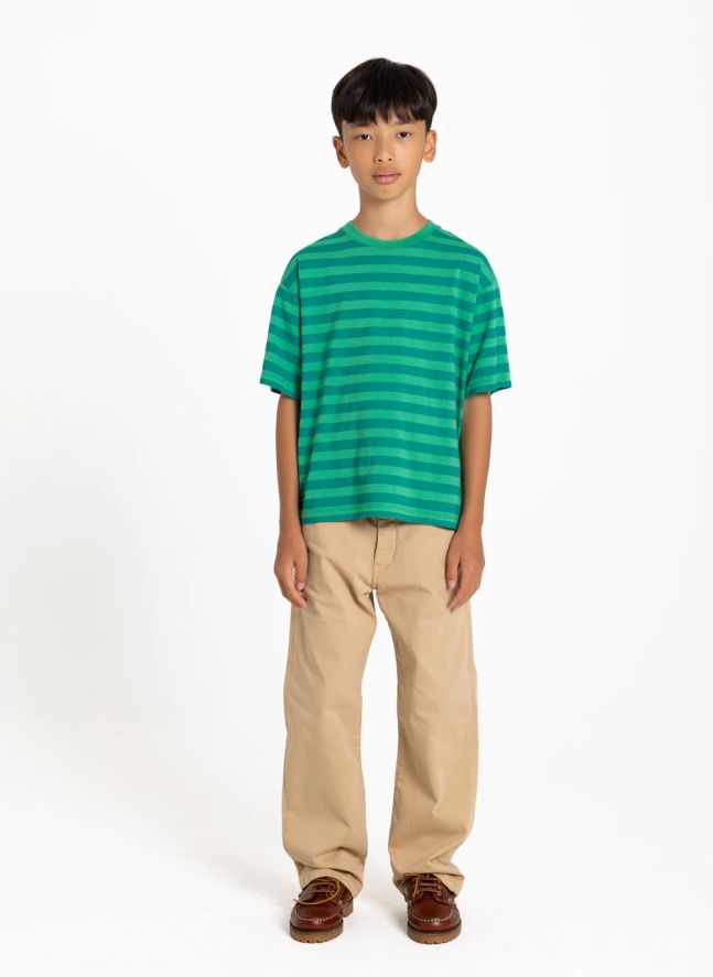 T-shirt Nils Rayé Coton Bio | Vert émeraude