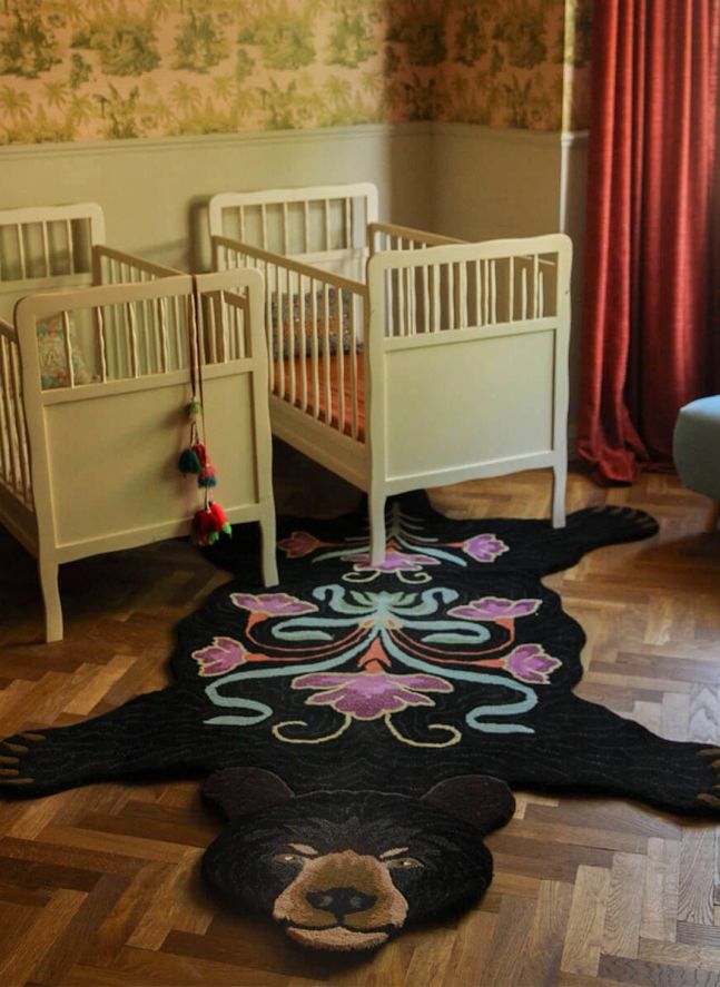 Tapis Ours en laine Blooming  | Noir