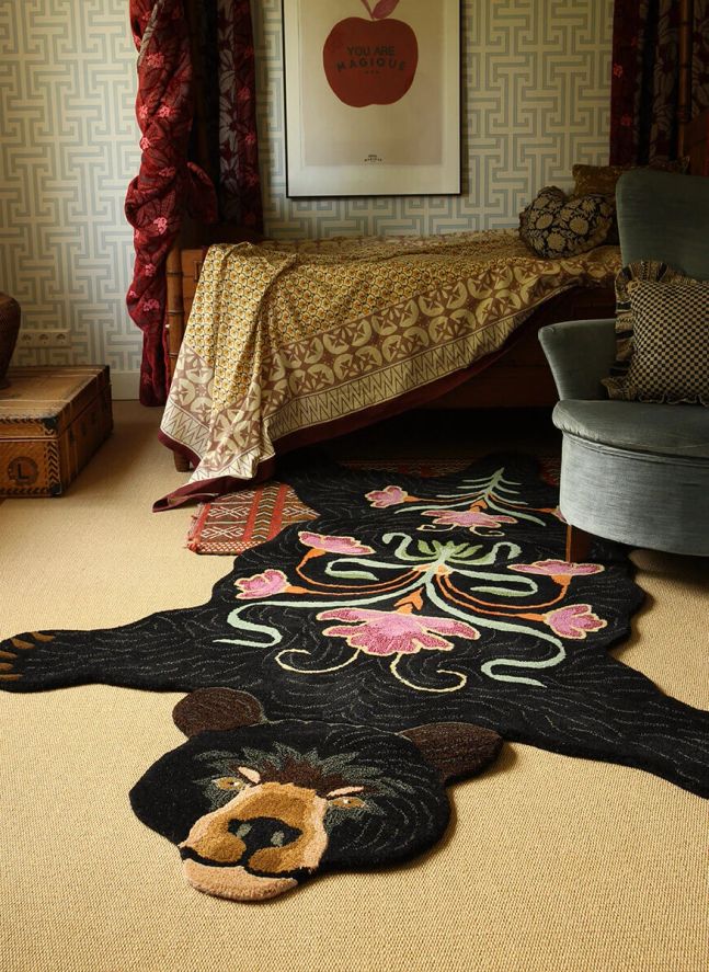 Tapis Ours en laine Blooming  | Noir