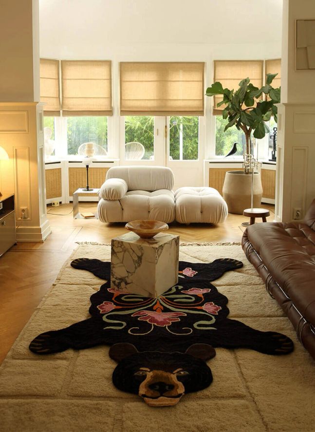 Tapis Ours en laine Blooming  | Noir