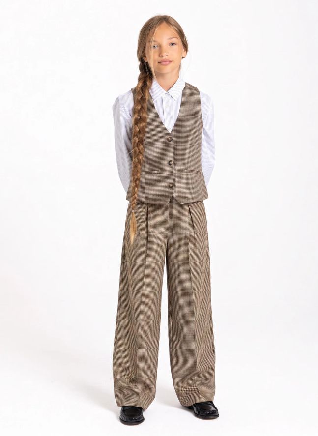 Pantalon Lucesia Pied-de-Poule | Beige