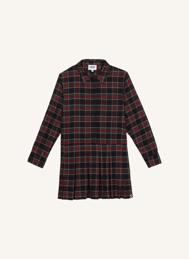 Robe Chemise Ample Alba Carreaux | Bordeaux