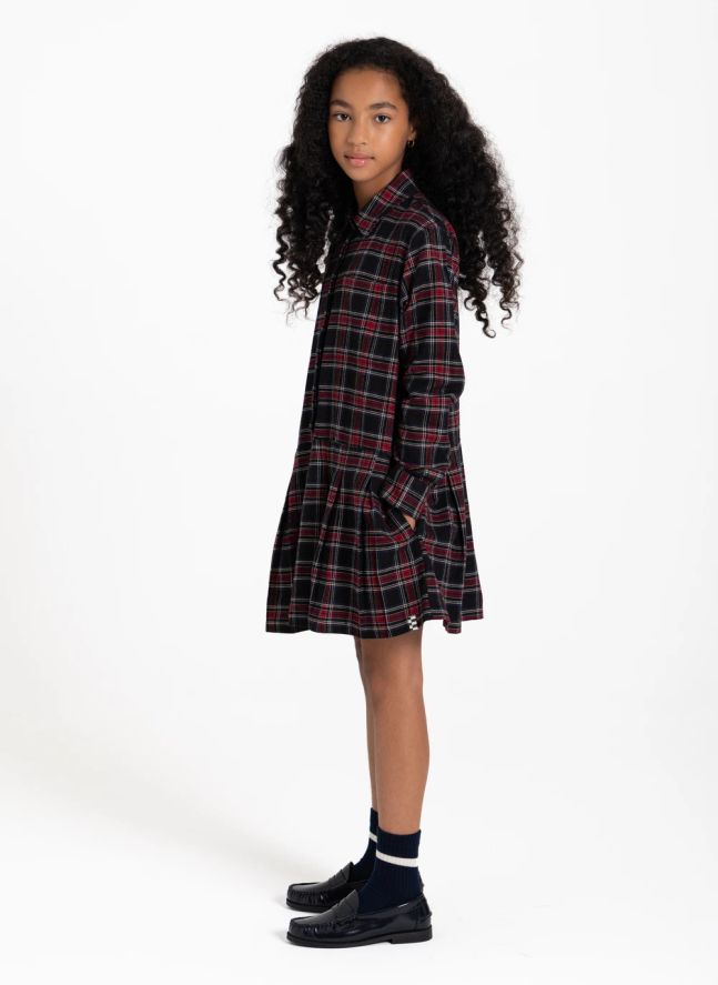 Robe Chemise Ample Alba Carreaux | Bordeaux