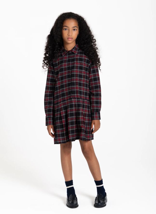 Robe Chemise Ample Alba Carreaux | Bordeaux