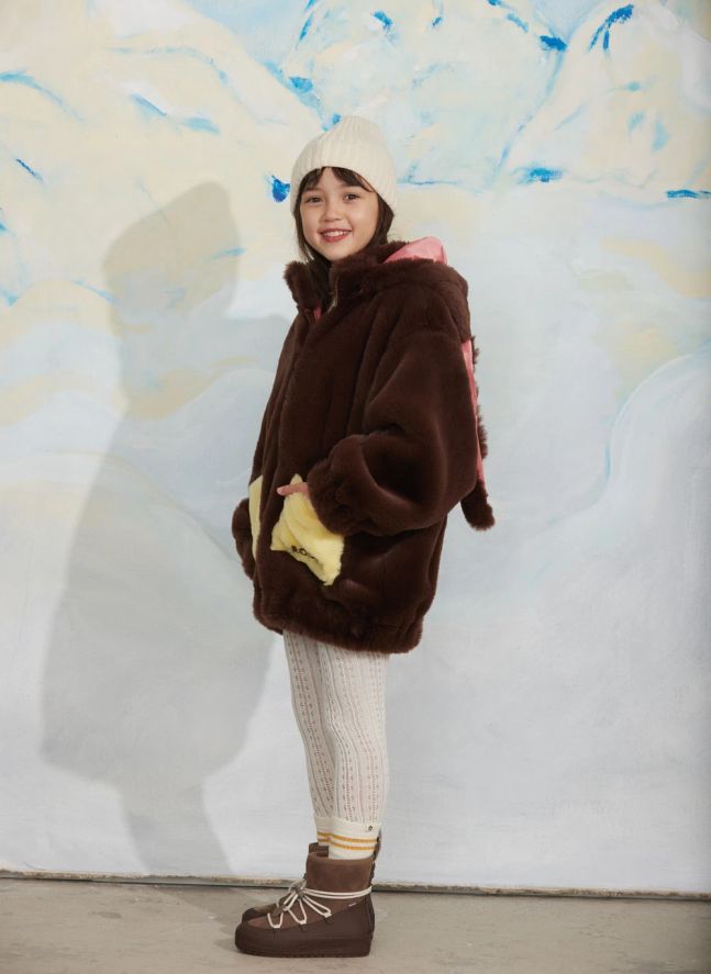 Veste Façon Fourrure Lapin Fibres Recyclées | Marron