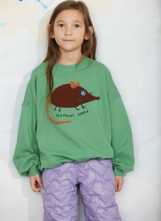 Sweat Brodé Souris Coton Bio | Vert