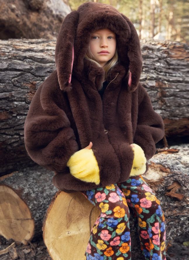 Veste Façon Fourrure Lapin Fibres Recyclées | Marron