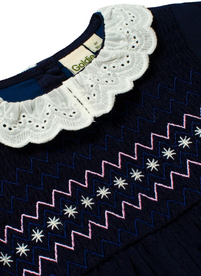 Robe Smockée Velours Côtelé - Exclusivité Smallable | Bleu marine