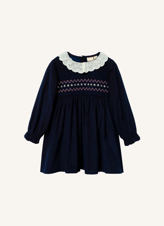Robe Smockée Velours Côtelé - Exclusivité Smallable | Bleu marine