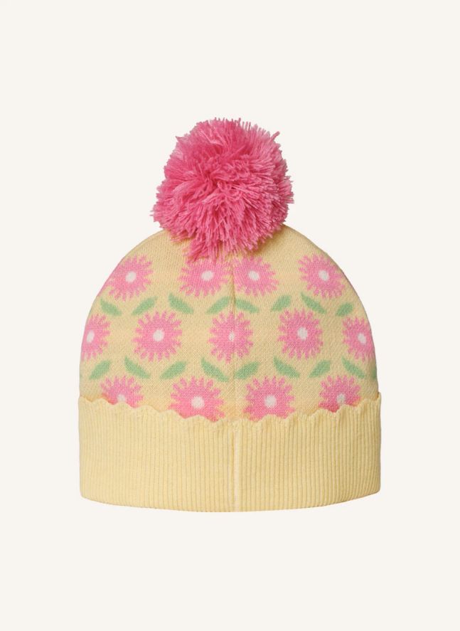 Bonnet Fleuri Laine Mérinos | Jaune