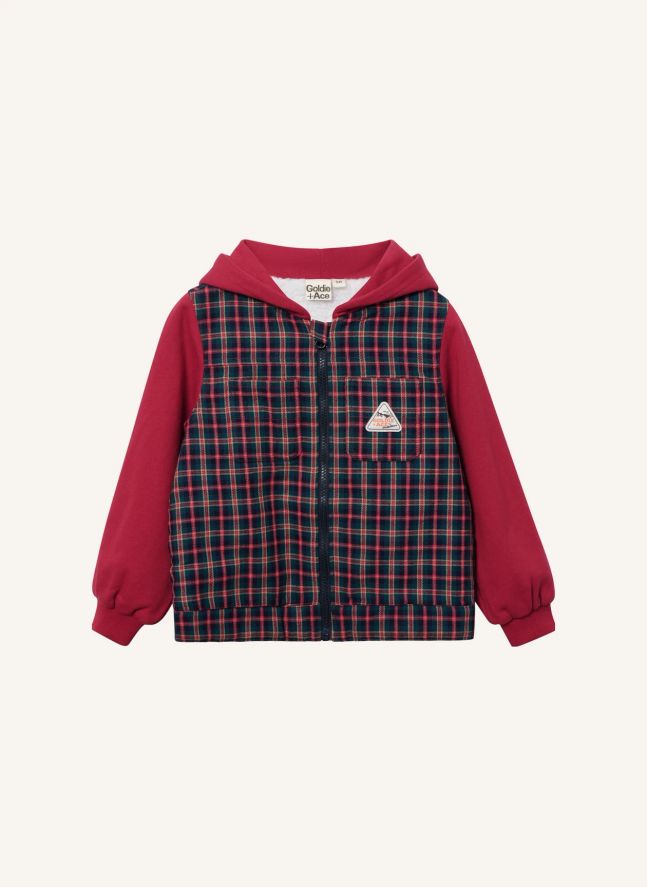 Veste Capuche Carreaux | Rouge