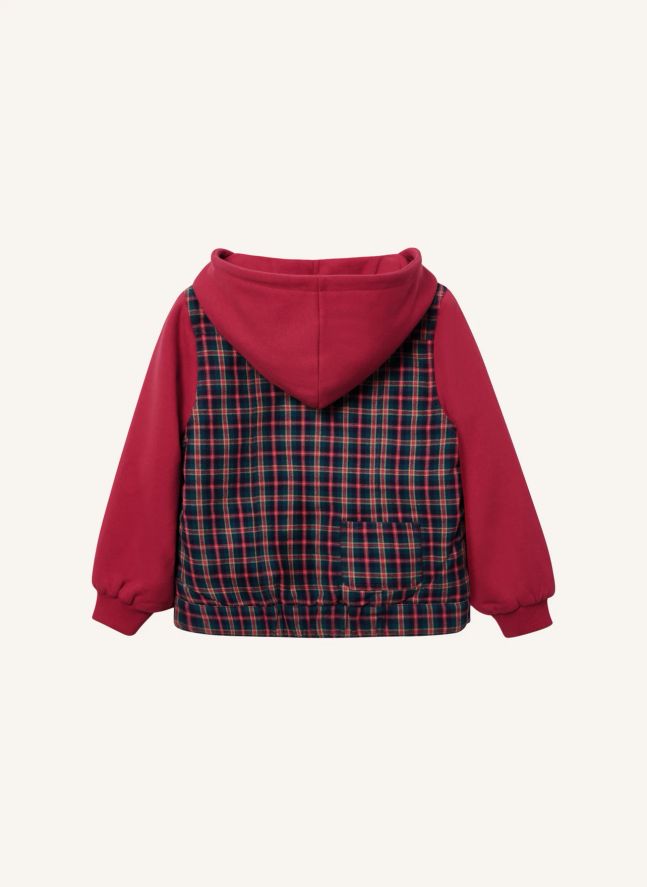 Veste Capuche Carreaux | Rouge