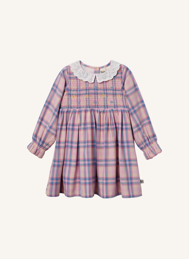 Robe Smockée Carreaux | Rose