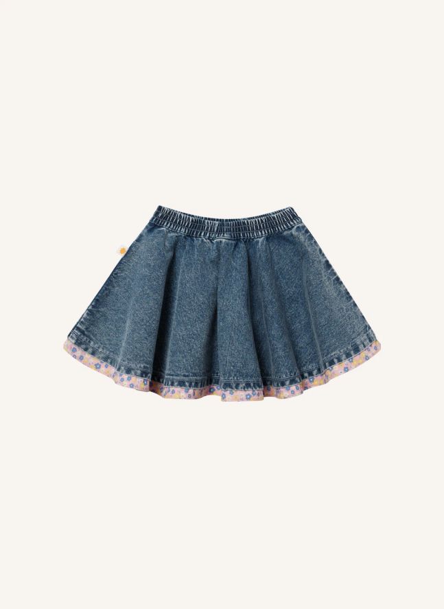 Jupe Fleurs Denim | Bleu
