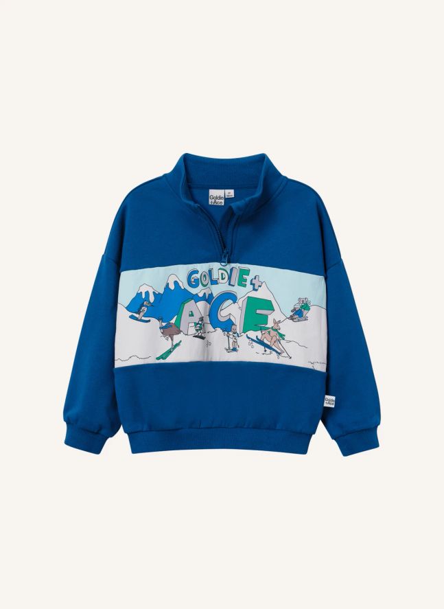 Sweat Zippé Montagne | Bleu