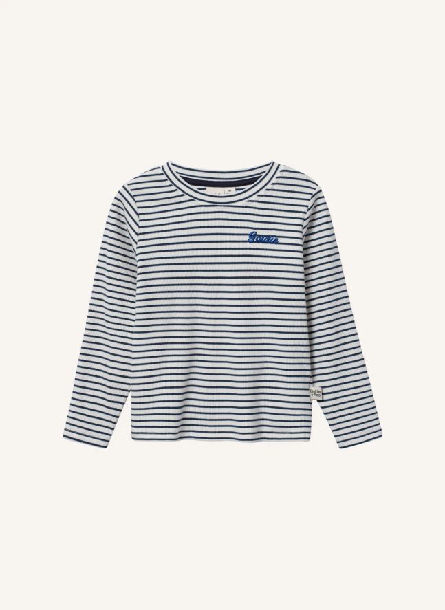 T-shirt Côtelé Rayé | Bleu