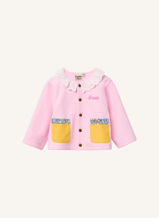 Gilet Col Brodé | Rose