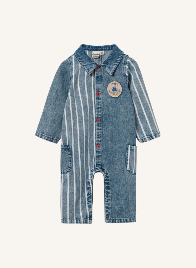 Combinaison Buddy Rayée Denim | Bleu