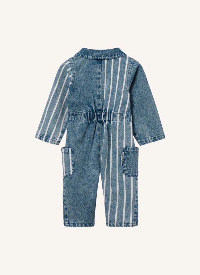 Combinaison Buddy Rayée Denim | Bleu