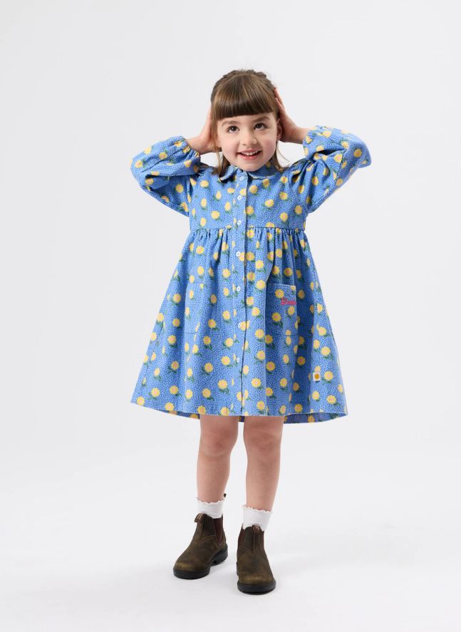 Robe Fleurie Velours Côtelé - Exclusivité Smallable | Bleu