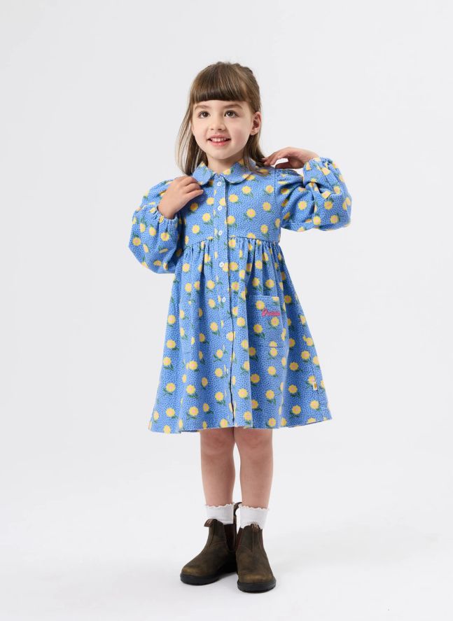 Robe Fleurie Velours Côtelé - Exclusivité Smallable | Bleu