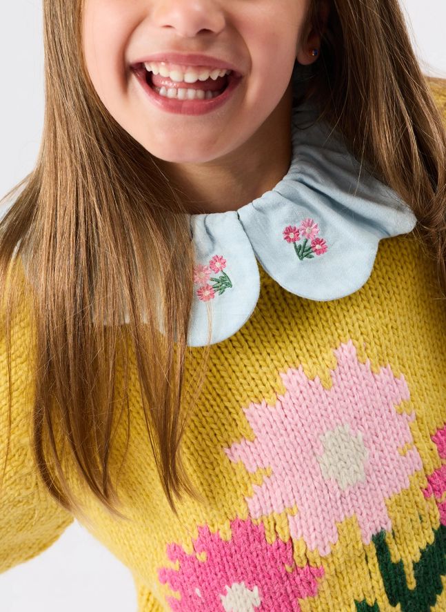 Pull Fleuri | Jaune