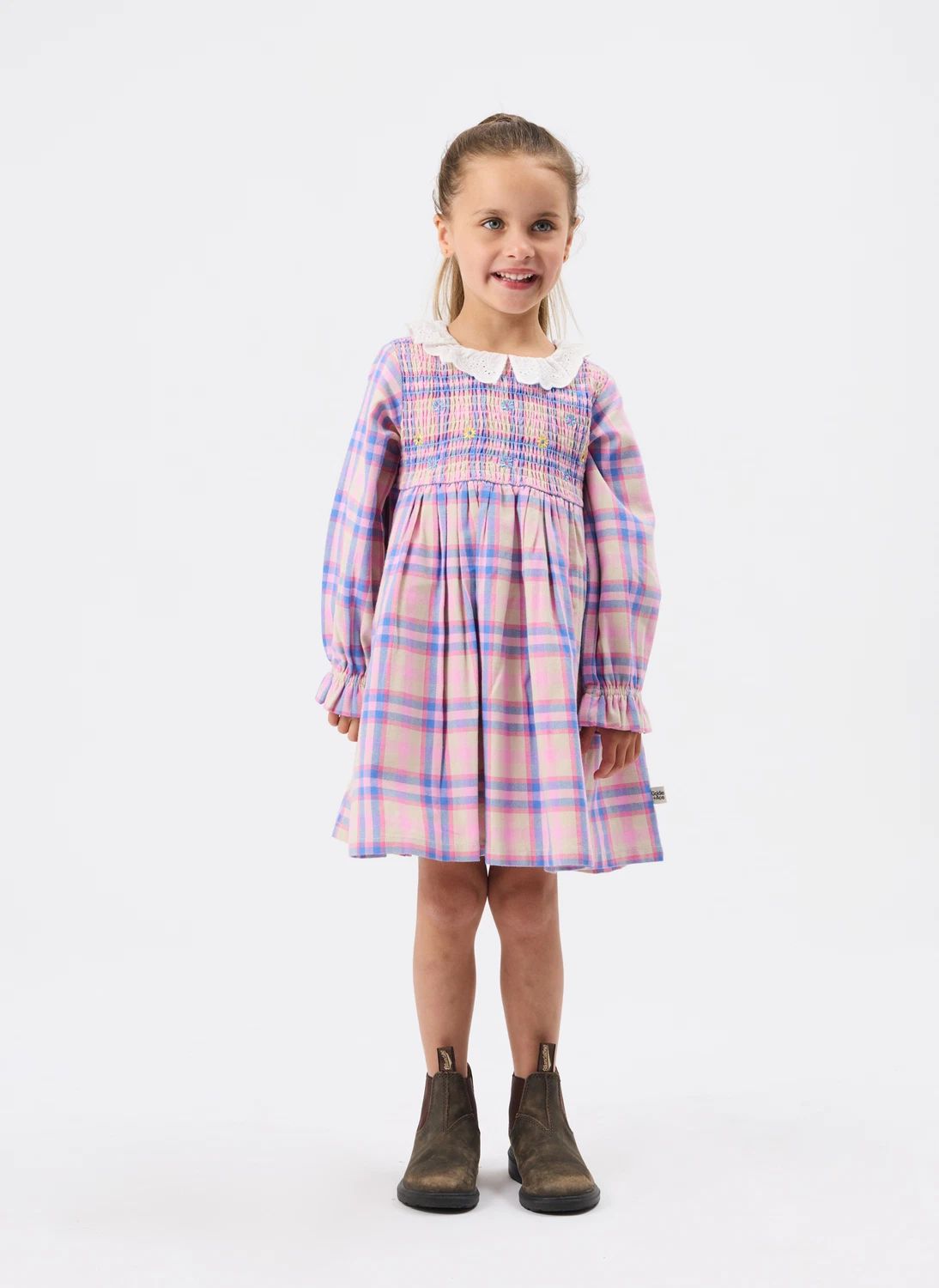 Robe Smockée Carreaux | Rose- Image produit n°3
