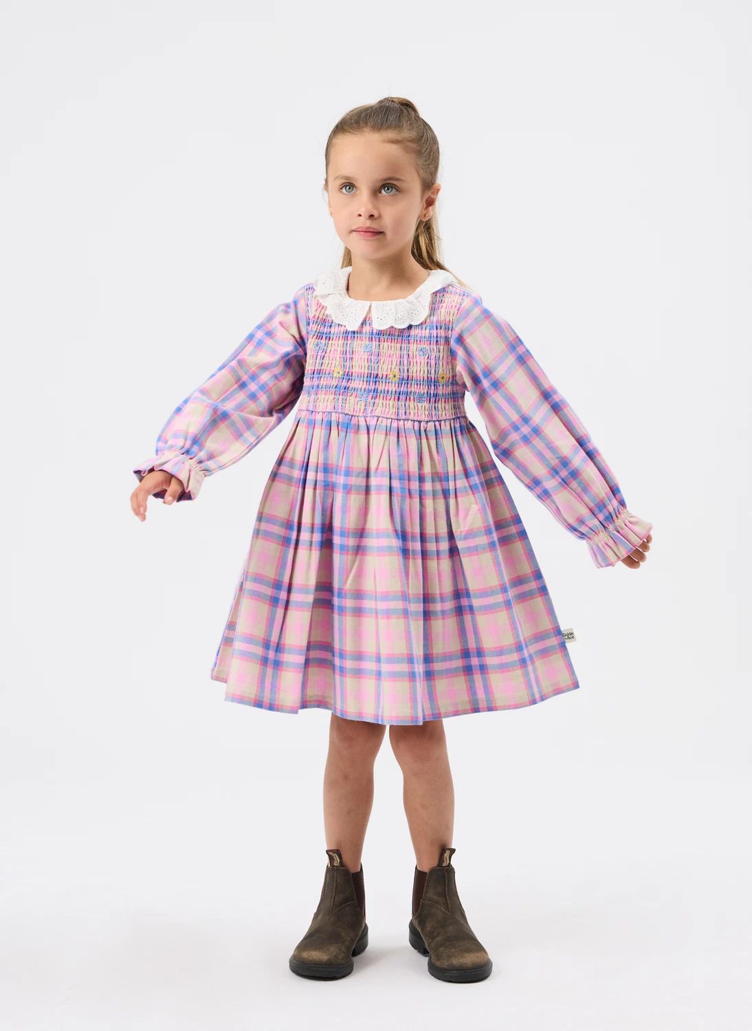 Robe Smockée Carreaux | Rose- Image produit n°1